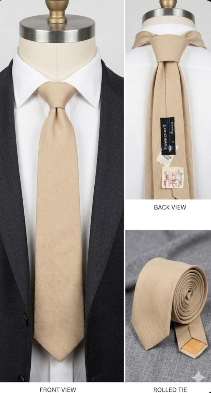 Jacob Alexander Men's 2 inch Width Solid Color Skinny Neck Tie - Champagne : ,